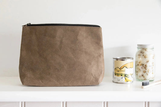 Brown - Kraft Paper Cosmetic Bag - Eco Friendly