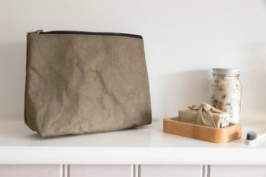 Khaki - Kraft Paper Cosmetic Bag - Eco Friendly