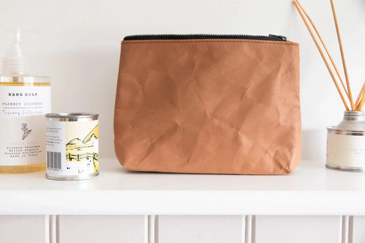 Tan - Kraft Paper Cosmetic Bag - Eco Friendly